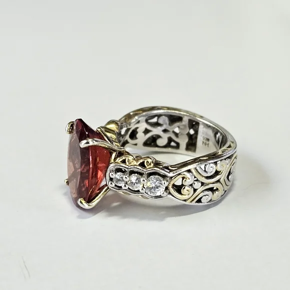 Retired Gems En Vogue 7.79ctw Andesine & White Zircon Cocktail 💍 Sz 6! 🔥 - Picture 8 of 9